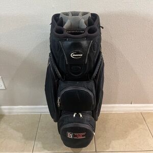 Burton Golf Cart Bag Black/Silver 14 Way Divider Rain Cover